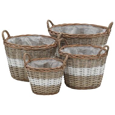 vidaXL - Verhoogde Plantenbak - Bruin - Wicker - 4 stuks product