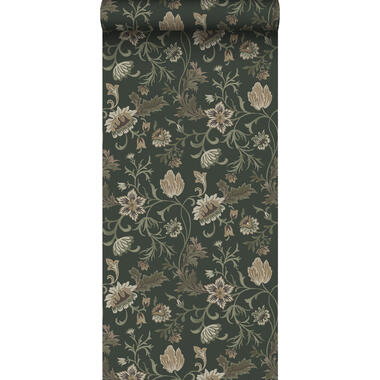 ESTAhome behang - vintage bloemen - zwart en groen - 0.53 x 10.05 m - 139417 product