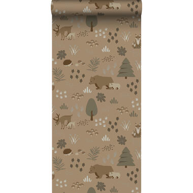 ESTAhome behang - bos met bosdieren - beige bruin - 0.53 x 10.05 m - 139410 product