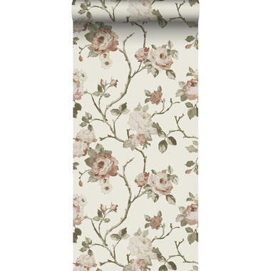 ESTAhome behang - vintage bloemen - gebroken wit en oudroze - 0.53 x 10.05 m product