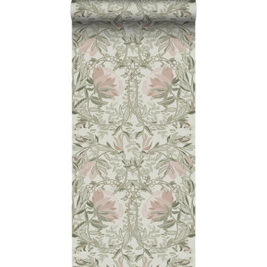 ESTAhome behang - vintage bloemen in art nouveau stijl - zand beige en oudroze product