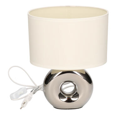 Bureaulamp - zilver - metaal/porselein - schemerlamp - E14 - 26 cm product
