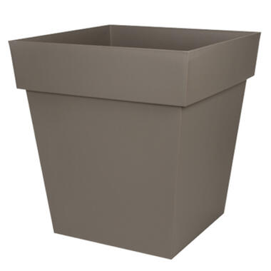 EDA Bloempot Toscane - vierkant - taupe - kunststof - 39 cm product