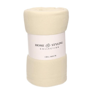 Fleece plaid - polyester - ivoorwit - deken - 130 x 160 cm product