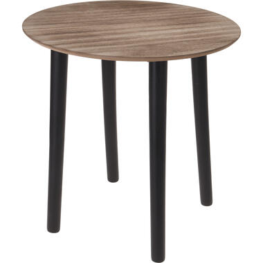 Bijzettafel - rond - hout look - zwarte poten - 40 cm product