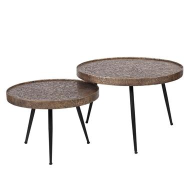 Salontafel Set van 2 - Rond - Antiek Brons product