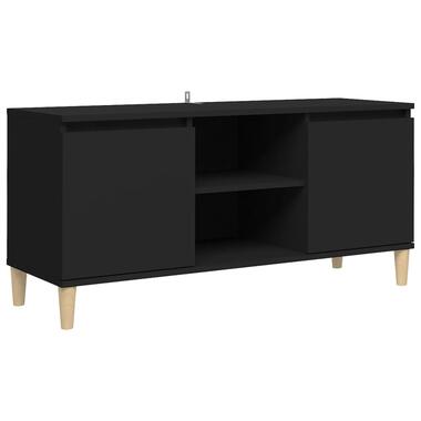 vidaXL Tv-meubel met massief houten poten 103,5x35x50 cm zwart product