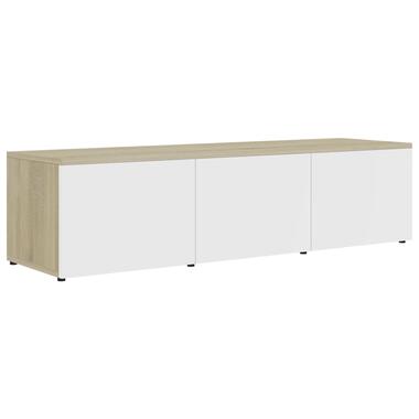 vidaXL Tv-meubel 120x34x30 cm bewerkt hout wit en sonoma eikenkleurig product