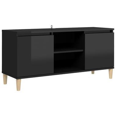vidaXL Tv-meubel met houten poten 103,5x35x50 cm hoogglans zwart product