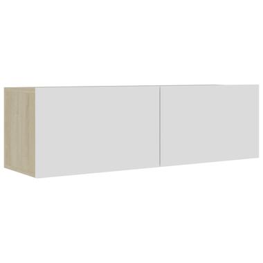 vidaXL Tv-meubel 100x30x30 cm bewerkt hout wit en sonoma eikenkleurig product
