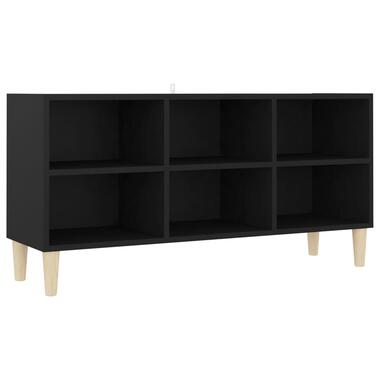 vidaXL Tv-meubel met massief houten poten 103,5x30x50 cm zwart product