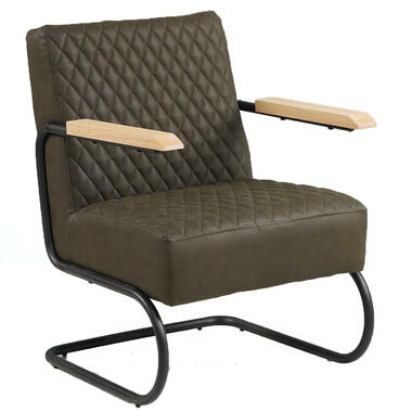 Industriële fauteuil Lars groen - Kunstleder - Groen - 70x63x85 cm product
