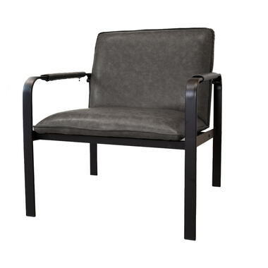 Industriële fauteuil Mitch antraciet - Kunstleder - Grijs - 75x67x82 cm product