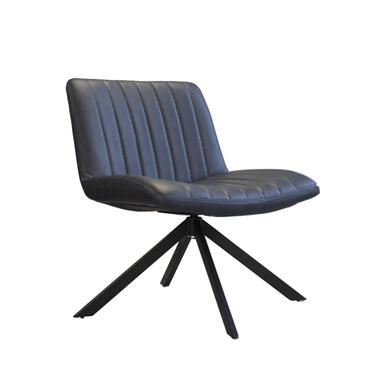 Draaibare fauteuil industrieel Leon blauw - Kunstleder - Blauw - 70x67x77 cm product