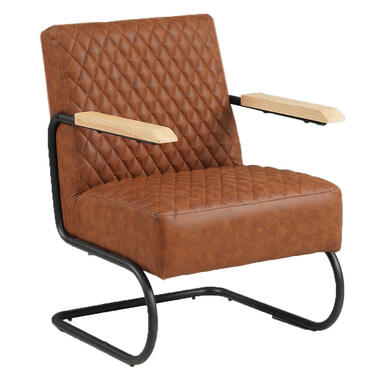 Industriële fauteuil Lars cognac - Kunstleder - Bruin - 70x63x85 cm product