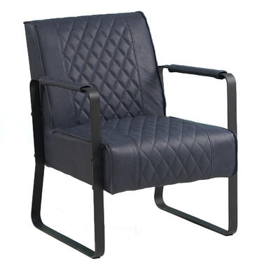 Industriële fauteuil Peter blauw - Kunstleder - Blauw - 76x65x82 cm product