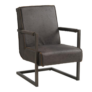 Industriële leren fauteuil antraciet Tiger - Kunstleder - Zwart - 70x62x84 cm product