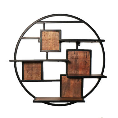 Industrieel wandrek Kota - 80x80x80 cm - Mangohout - Bruin product