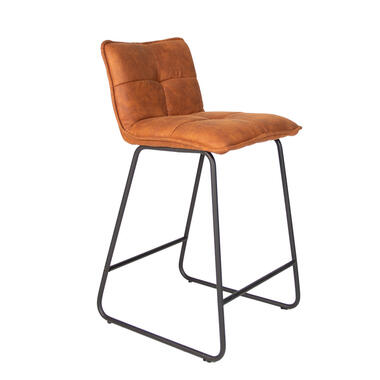 Industriële Barkruk Jelle Cognac - Zithoogte 65 cm - Stof - Bruin product