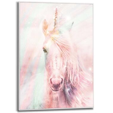Schilderij Magische Eenhoorn 70x50 cm Roze Hout product