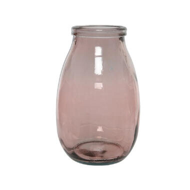 Decoris Vaas - roze - gerecycled glas - 18 x 28 cm product