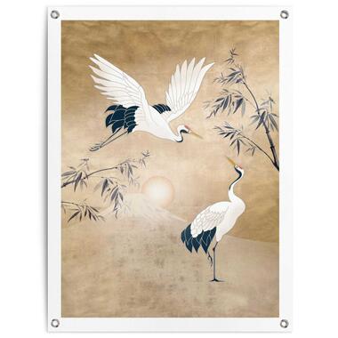 Tuinposter - Kraanvogels in goud - 80x60 cm Canvas product