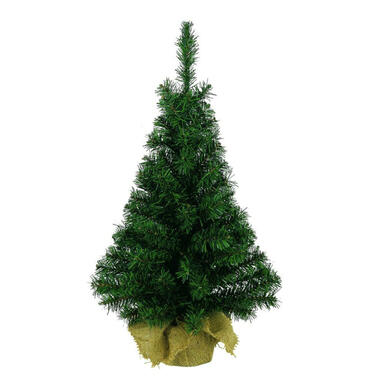 Decoris Kerstboom - kunst - groen - met jute kluit - 90 cm product