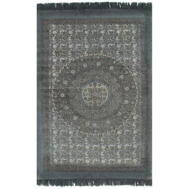 vidaXL Kelim vloerkleed met patroon 160x230 cm katoen grijs product