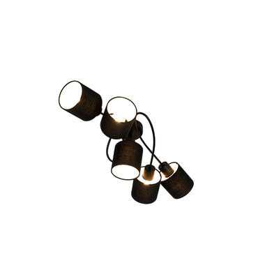QAZQA Moderne plafondlamp zwart 5-lichts - Hetta product