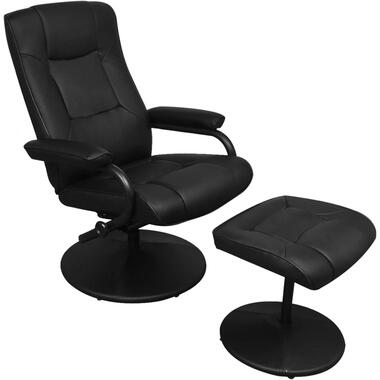 vidaXL Tv-fauteuil met voetenbankje kunstleer zwart product