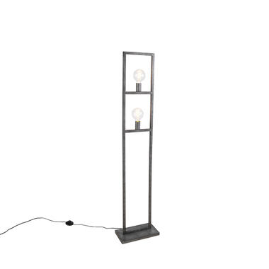 QAZQA Moderne vloerlamp antiek zilver 2-lichts - Simple Cage 2 product