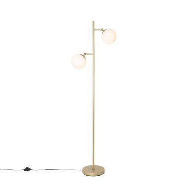 QAZQA Art Deco vloerlamp goud met mat glas 2-lichts - Pallon product
