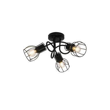 QAZQA Moderne plafondlamp zwart 40 cm rond 3-lichts - Botu product
