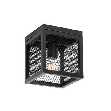 QAZQA IndustriÃ«le plafondlamp zwart - Cage Mesh product