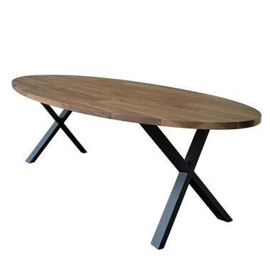 Ovale Eettafel Daya hout 270x110 cm - Hout - Bruin - 110x270x77 cm product