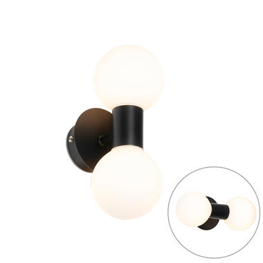 QAZQA Moderne wandlamp zwart IP44 2-lichts - Cederic product