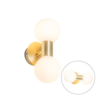 QAZQA Moderne wandlamp goud IP44 2-lichts - Cederic product