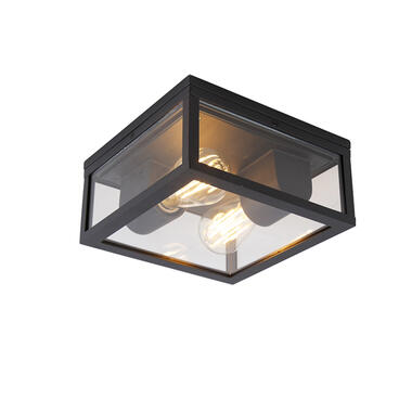 QAZQA IndustriÃ«le plafondlamp zwart IP44 2-lichts - Charlois product