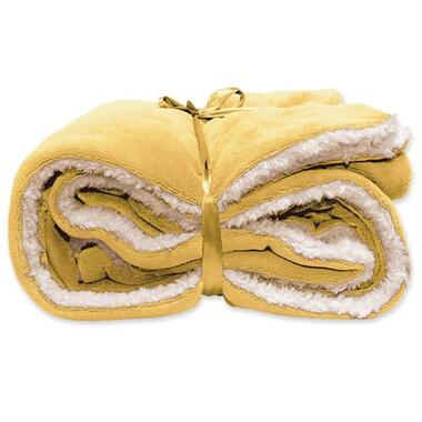 Unique Living - Lars coral fleece/suede plaid 150x200cm bamboo yellow product