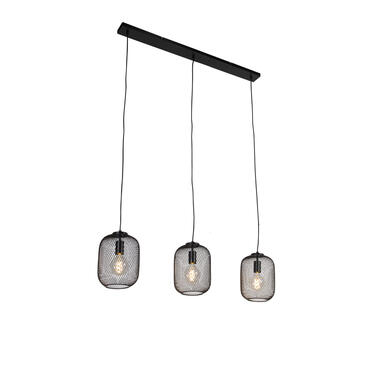 QAZQA Industriële hanglamp zwart 110 cm 3-lichts - Bliss Mesh product