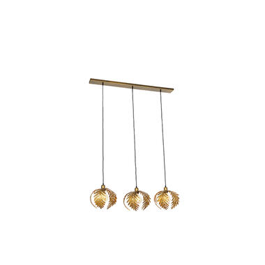 QAZQA Vintage hanglamp goud langwerpig 3-lichts - Botanica product