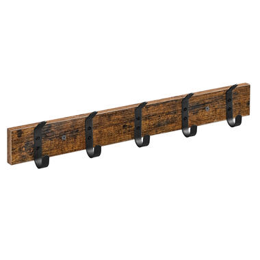 ACAZA houten Wandkapstok met 5 Haken - Industriel - Vintage Bruin / Zwart product