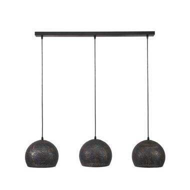 Hanglamp industrieel Aya 3-lichts zwart bruin 25x110x150 cm Zwart bruin product