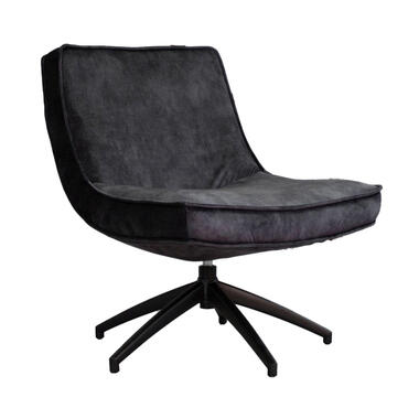 Draaibare fauteuil Tommy velvet antraciet - Fluweel - Grijs - 72x64x81 cm product