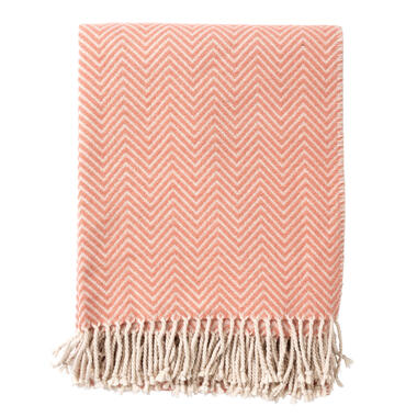 EVONY - Plaid 140x180 cm - Muted Clay- roze - zigzag patroon - franjes product