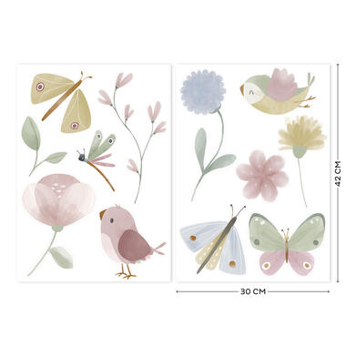 Little Dutch - Luxe Muurstickers - Flowers & Butterflies - 2x 42x30cm product