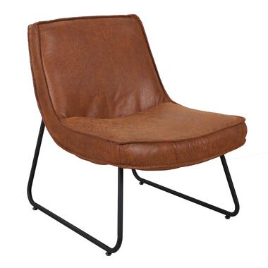Industriële fauteuil cognac Lowen eco leer - Kunstleder - Bruin - 72x64x81 cm product