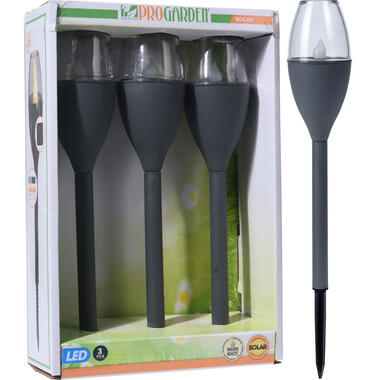 Pro Garden Prikspotjes - 3 stuks - zwart - solar - LED - 31 cm product