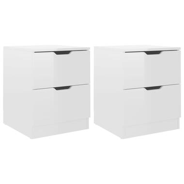 vidaXL Nachtkastjes 2 st 40x40x50 cm spaanplaat hoogglans wit product