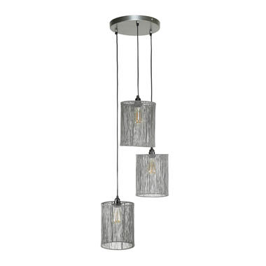 Hoyz - Hanglamp 3L Stringshade - Metaal Getrapt - Zwart Nikkel - 40x40x150 product